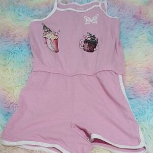 George Pink and White Sleeveless Romper